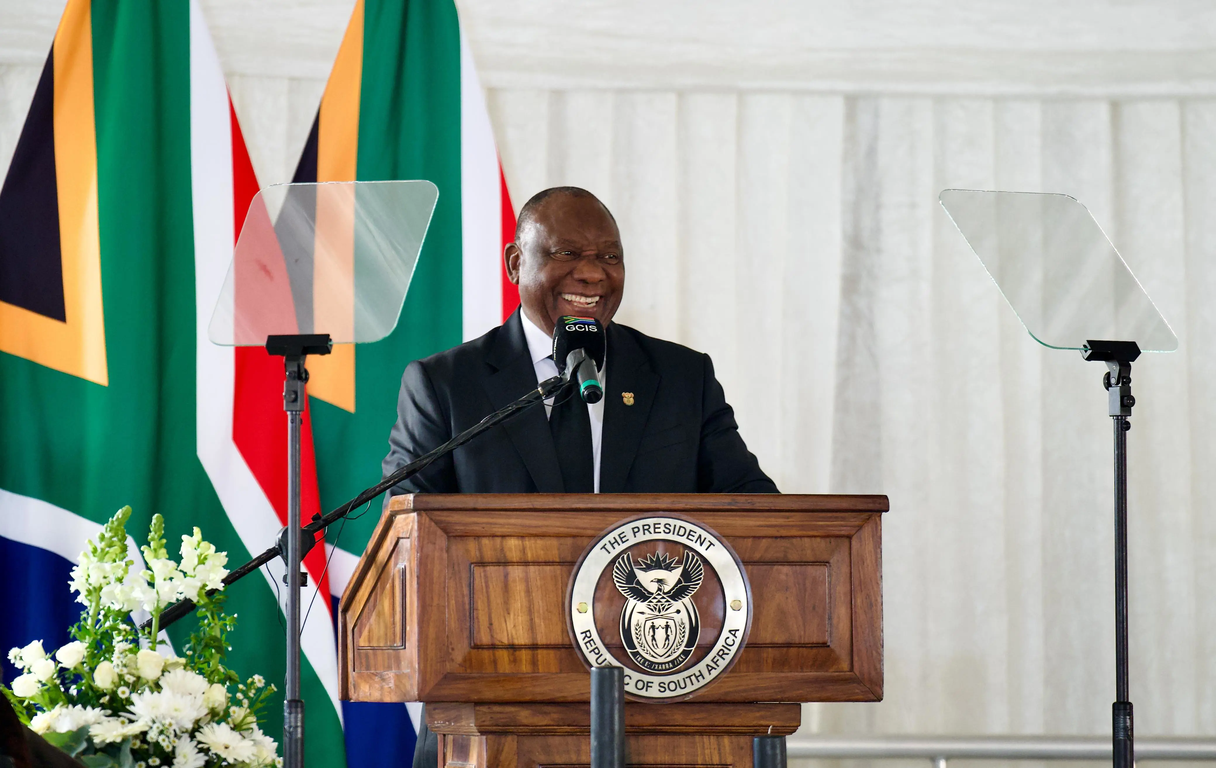 President Cyril Ramaphosa gives the eulogy at the funeral service of former Deputy President David Mabuza at the Hoërskool Bergvlam in Mbombela, Mpumalanga on 12 July 2025. Picture: Katlego Jiyane/EWN President Cyril Ramaphosa gives the eulogy at the funeral service of former Deputy President David Mabuza at the Hoërskool Bergvlam in Mbombela, Mpumalanga on 12 July 2025. Picture: Katlego Jiyane/EWN