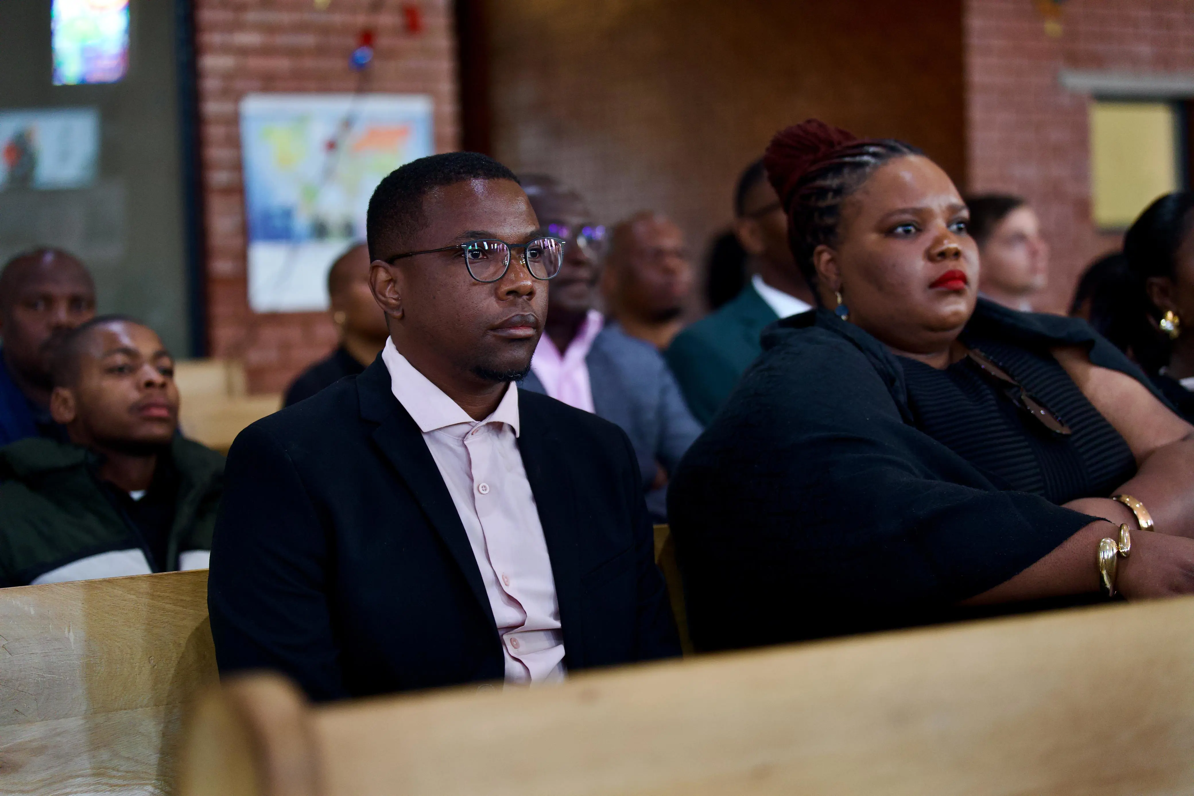 EWN reporter Sifiso Zulu (left) and EWN deputy news editor, Zikhona Miso, at the funeral service for Tshidi Madia at the San Salvador Catholic Church in Germiston, on the 4 September. Picture: Katlego Jiyane/EWN EWN reporter Sifiso Zulu (left) and EWN deputy news editor, Zikhona Miso, at the funeral service for Tshidi Madia at the San Salvador Catholic Church in Germiston, on the 4 September. Picture: Katlego Jiyane/EWN