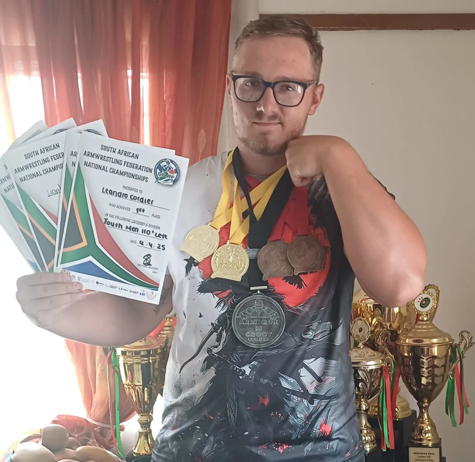 South African armwrestler Leandro Cordier. Picture: Supplied South African armwrestler Leandro Cordier. Picture: Supplied