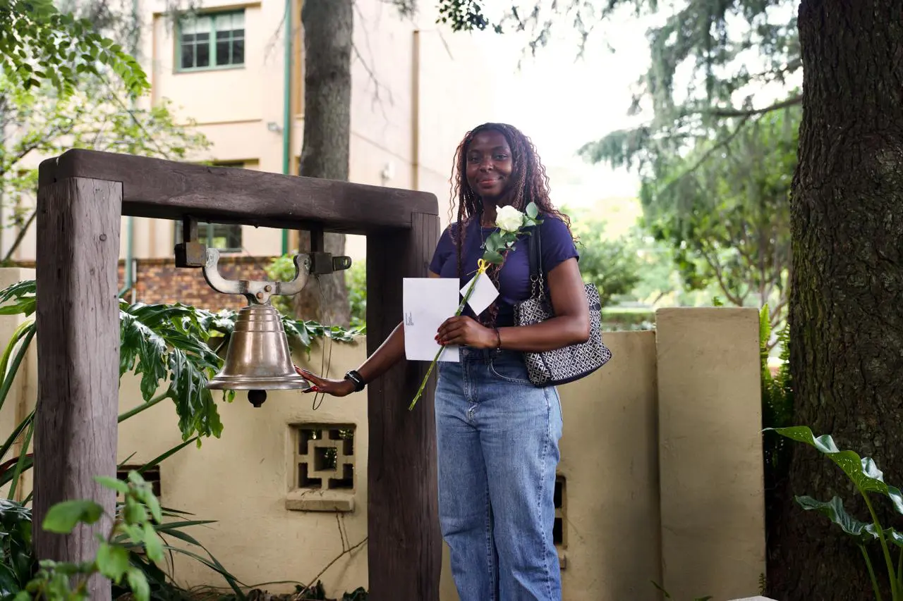 Kingsmead College matric pupil rings one last final bell at the school's chapel. Picture: Katlego Jiyane/EWN Kingsmead College matric pupil rings one last final bell at the school's chapel. Picture: Katlego Jiyane/EWN