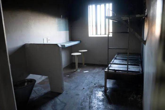 A prison cell at the Kutama-Sinthumule Correctional Centre in Limpopo after a fire broke out on 7 August 2023. Picture: Abigail Javier/Eyewitness News A prison cell at the Kutama-Sinthumule Correctional Centre in Limpopo after a fire broke out on 7 August 2023. Picture: Abigail Javier/Eyewitness News