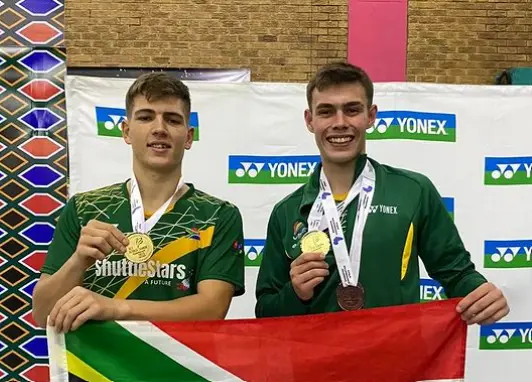 South African badminton player Robert Summers doubles partner Jarred Elliott at the All-Africa Championships 2023. Picture: robertsummers_official/ Instagram. South African badminton player Robert Summers doubles partner Jarred Elliott at the All-Africa Championships 2023. Picture: robertsummers_official/ Instagram.