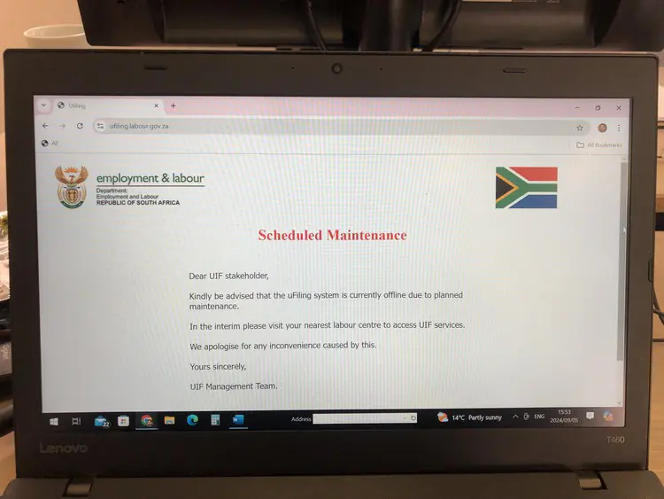 The UIF’s online portal systems have been offline for weeks. Picture: Mary-Anne Gontsana/GroundUp The UIF’s online portal systems have been offline for weeks. Picture: Mary-Anne Gontsana/GroundUp