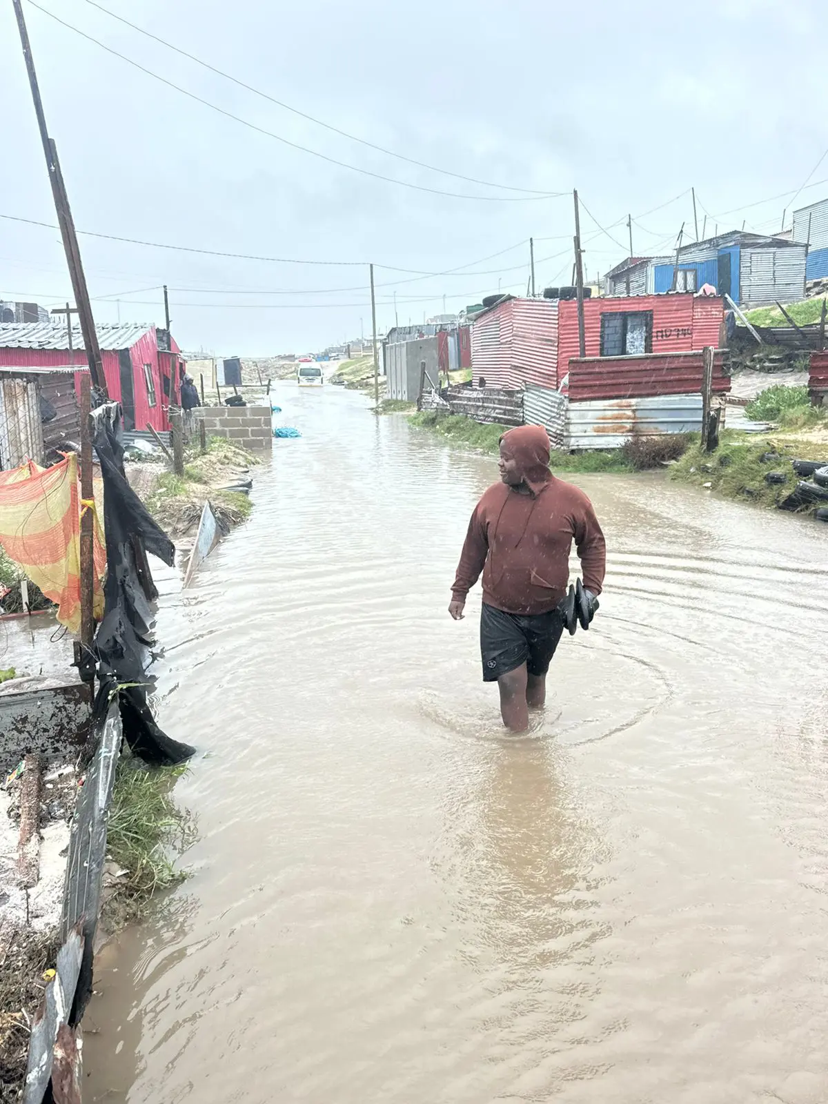 Informal settlements in Khayelitsha remain underwater as the storm system continues to sweep through the Western Cape. Picture: Lonwabo Mqina, Ward 99 Councillor, Khayelitsha. Informal settlements in Khayelitsha remain underwater as the storm system continues to sweep through the Western Cape. Picture: Lonwabo Mqina, Ward 99 Councillor, Khayelitsha.