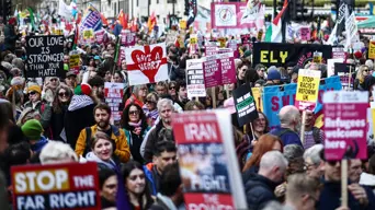 Protesters rally in London against UK far-right rise Protesters rally in London against UK far-right rise