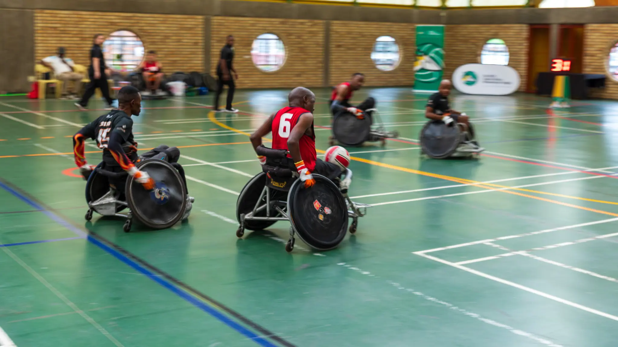 SA wheelchair rugby players during a game. Picture: SA WCR/ Facebook. SA wheelchair rugby players during a game. Picture: SA WCR/ Facebook.