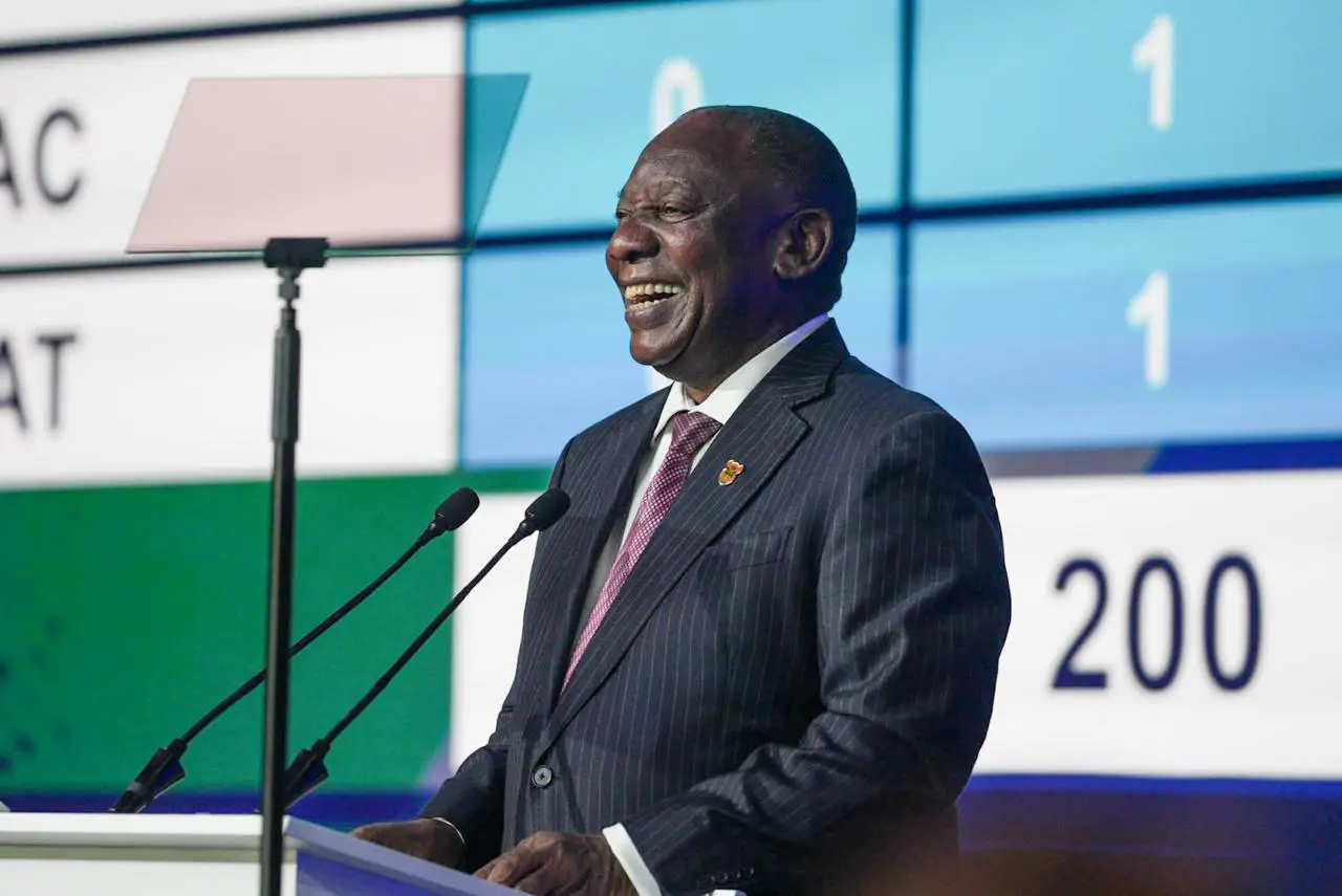 President Cyril Ramaphosa at the national results operations centre after the announcement of the 2024 election results. Picture: Jacques Nelles/Eyewitness News President Cyril Ramaphosa at the national results operations centre after the announcement of the 2024 election results. Picture: Jacques Nelles/Eyewitness News
