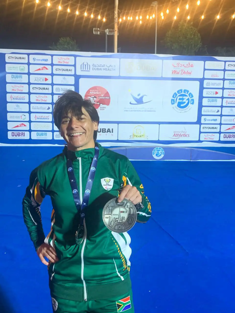 Sheryl James brought home a silver and a bronze medal from the Dubai 2024 World Para Athletics Grand Prix. Picture: SASAPD (South African Sports Association for Physically Disabled)/ Facebook. Sheryl James brought home a silver and a bronze medal from the Dubai 2024 World Para Athletics Grand Prix. Picture: SASAPD (South African Sports Association for Physically Disabled)/ Facebook.