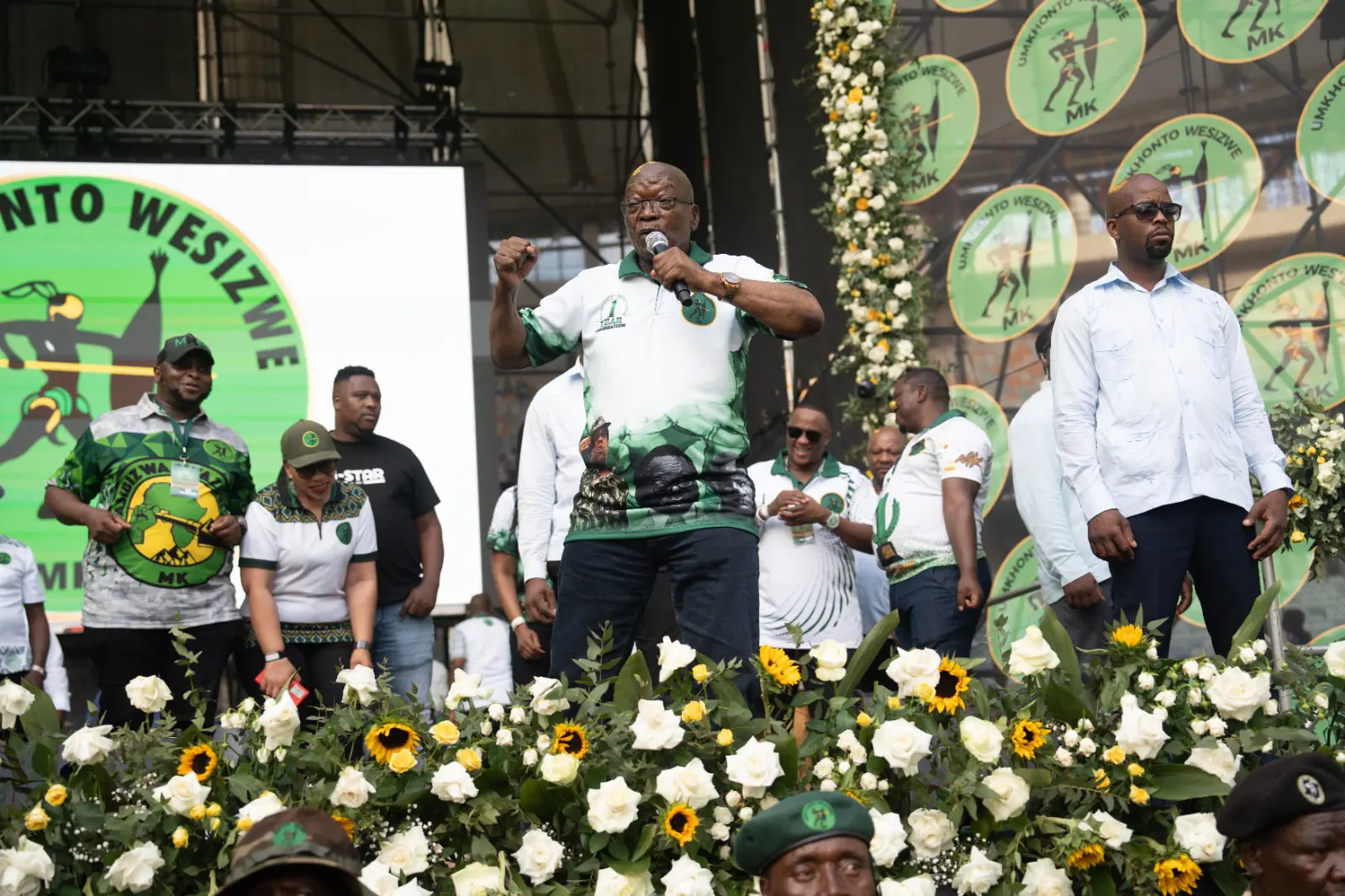 Former president and MK Party leader Jacob Zuma at Moses Mabhida stadium for the party’s first-anniversary celebration on 17 December 2024. Picture: Sphamandla Dlamini/EWN Former president and MK Party leader Jacob Zuma at Moses Mabhida stadium for the party’s first-anniversary celebration on 17 December 2024. Picture: Sphamandla Dlamini/EWN