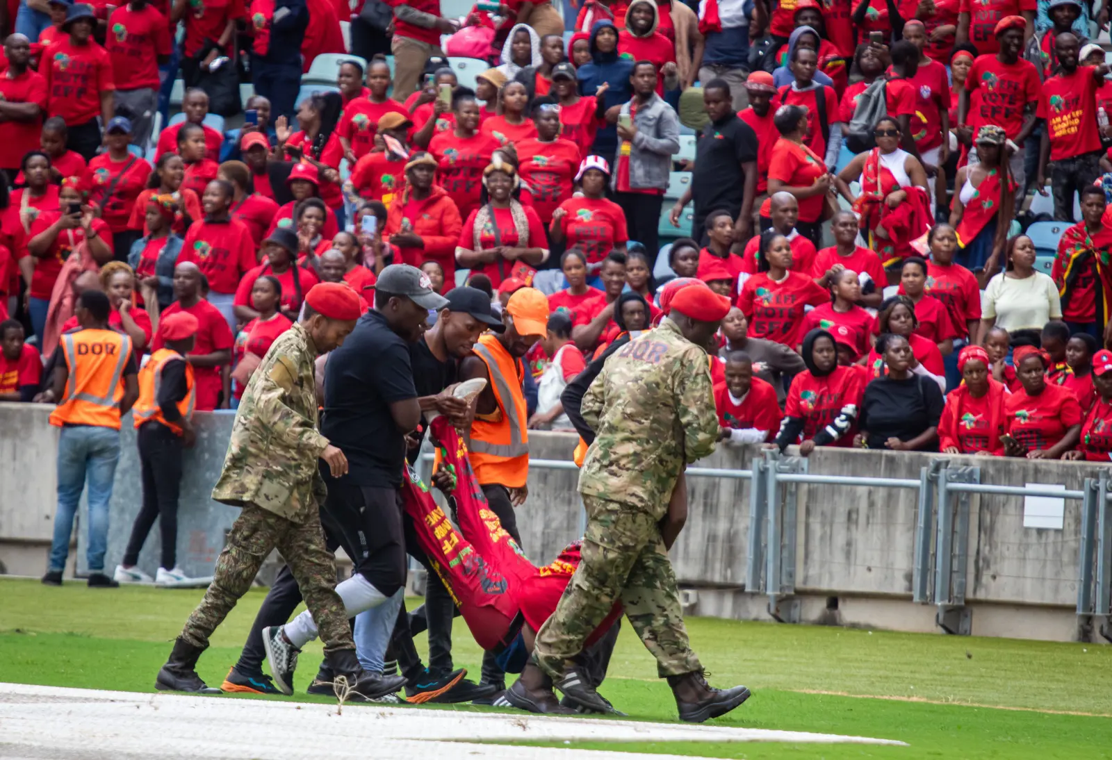 The Economic Freedom Fighters (EFF) manifesto launch at the at the Moses Mabhida Stadium in Durban on Saturday, 10 February 2024. Picture: Xanderleigh Dookey Makhaza/Eyewitness News The Economic Freedom Fighters (EFF) manifesto launch at the at the Moses Mabhida Stadium in Durban on Saturday, 10 February 2024. Picture: Xanderleigh Dookey Makhaza/Eyewitness News