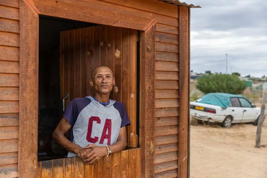 Eugene Rademeyer left Graafwater to move to Clanwilliam. “I didn’t have a place to live,” he said, saying his only option was to come live in this informal settlement on the outskirts of Khayelitsha in the Cederberg. Photo: Ashraf Hendricks/GroundUp Eugene Rademeyer left Graafwater to move to Clanwilliam. “I didn’t have a place to live,” he said, saying his only option was to come live in this informal settlement on the outskirts of Khayelitsha in the Cederberg. Photo: Ashraf Hendricks/GroundUp