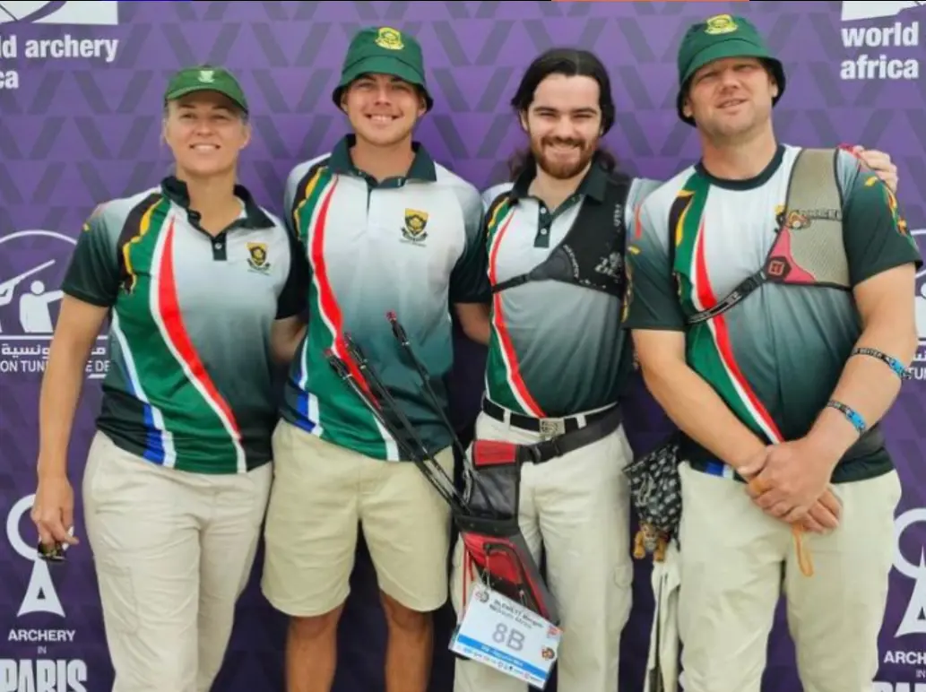 South Africa was represented by four athletes at the African Champs, namely Werner Potgieter, Wian Roux, Morgan Blewett and Carien Whitehead. Picture: The South African National Archery Association / Facebook. South Africa was represented by four athletes at the African Champs, namely Werner Potgieter, Wian Roux, Morgan Blewett and Carien Whitehead. Picture: The South African National Archery Association / Facebook.