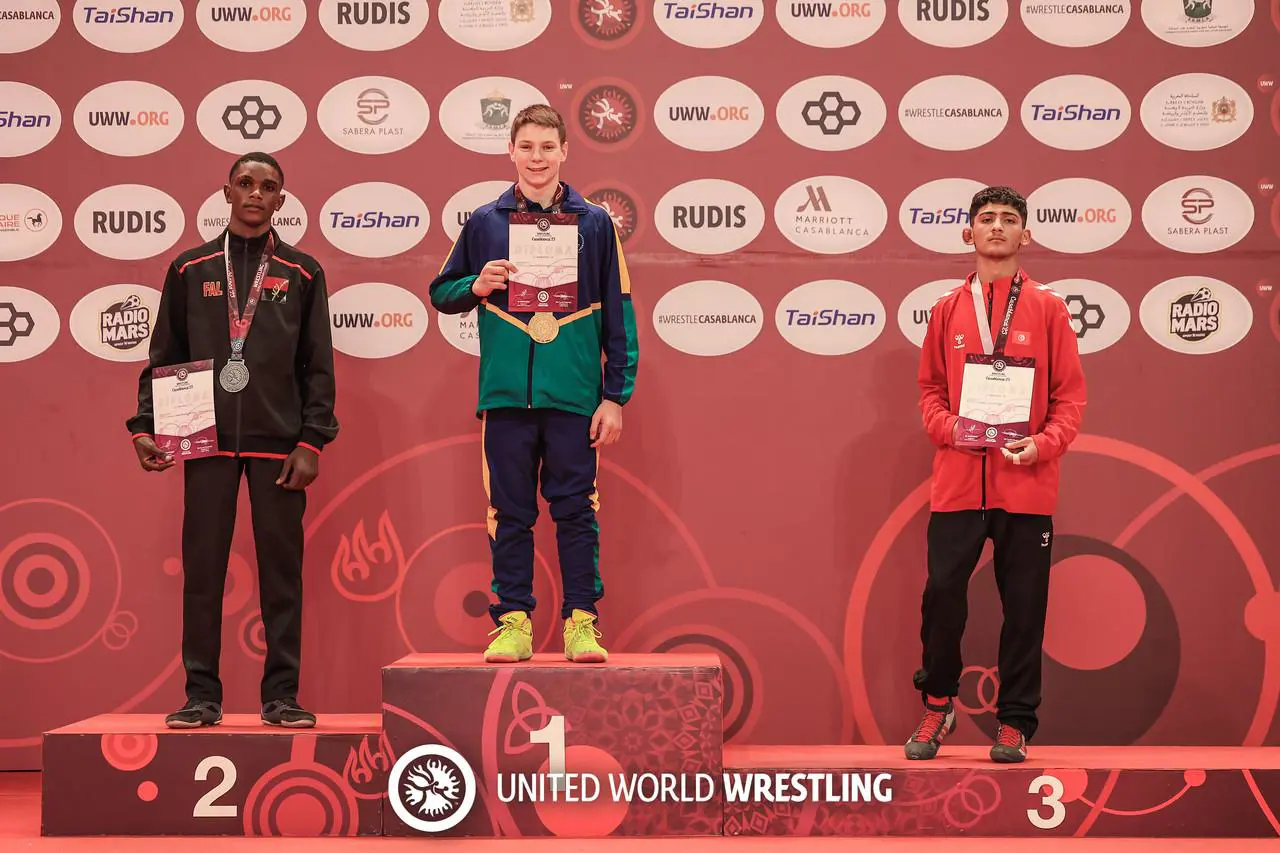 South African wrestler Juan Groenewald won a gold medal at the 2025 African Championship in Casablanca in April. Picture: United World Wrestling/ Facebook. South African wrestler Juan Groenewald won a gold medal at the 2025 African Championship in Casablanca in April. Picture: United World Wrestling/ Facebook.