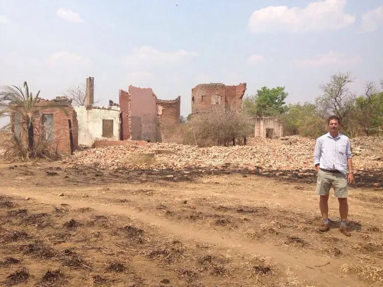 Ben Freeth at the ruins of his family home at Mount Carmel farm near Chegutu, Zimbabwe, in 2016. Picture: Mike Campbell Foundation Ben Freeth at the ruins of his family home at Mount Carmel farm near Chegutu, Zimbabwe, in 2016. Picture: Mike Campbell Foundation