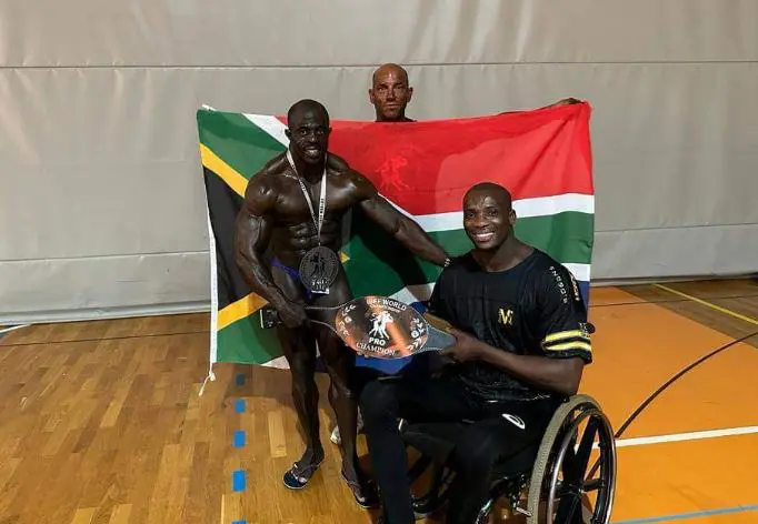 South African bodybuilders Hansie Mokgoshi and Macethandile Kulati at the IBFF World Championship in Slovenia. Picture: Supplied. South African bodybuilders Hansie Mokgoshi and Macethandile Kulati at the IBFF World Championship in Slovenia. Picture: Supplied.
