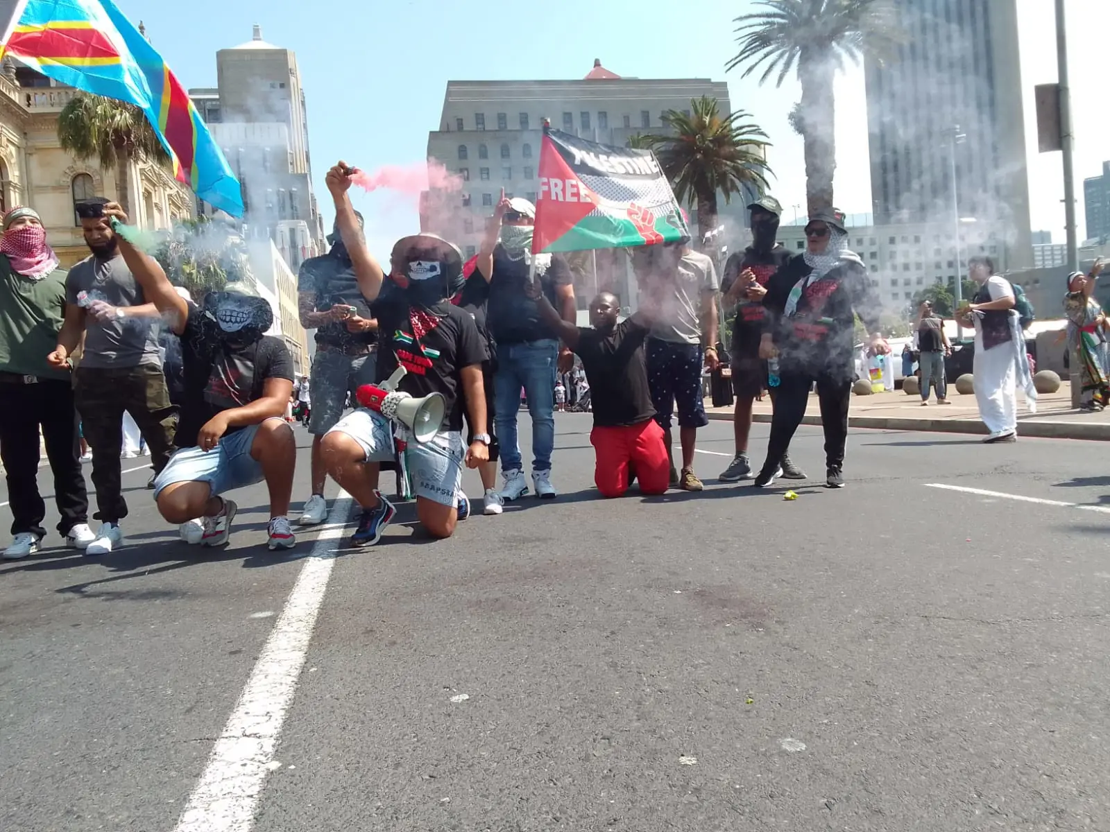 Supporters of Palestine and Lebanon during a march to Parliament in Cape Town on 5 October 2024. Picture: Melikhaya Zagagana/Eyewitness News Supporters of Palestine and Lebanon during a march to Parliament in Cape Town on 5 October 2024. Picture: Melikhaya Zagagana/Eyewitness News