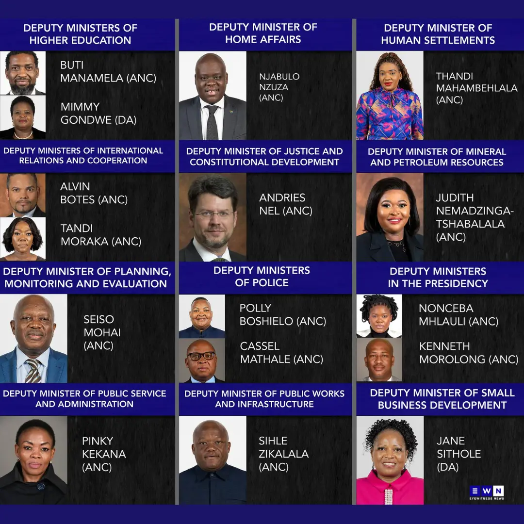 FULL LIST South Africa’s 7th administration ministers and deputies