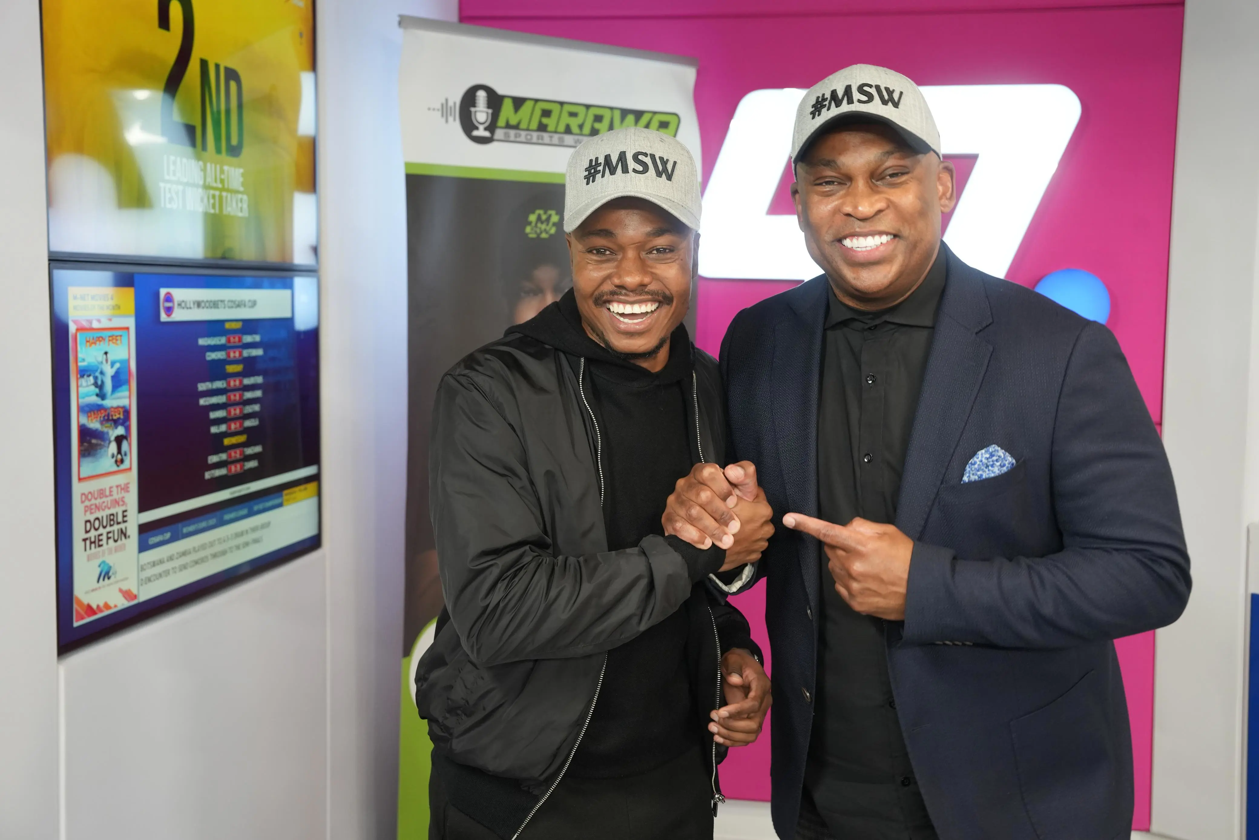 Percy Tau and Robert Marawa. Photo: 947/Vusi Adonis Percy Tau and Robert Marawa. Photo: 947/Vusi Adonis