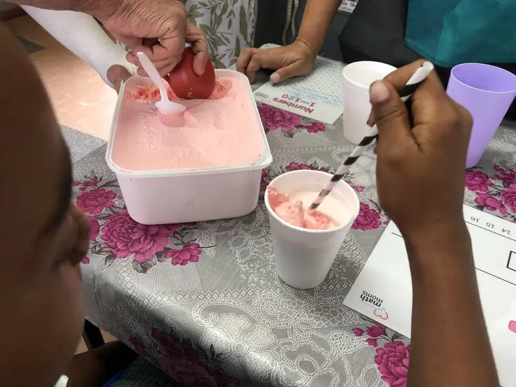 The children learn how measurements work by making their own milkshakes. Photo: Mary-Anne Gontsana/GroundUp The children learn how measurements work by making their own milkshakes. Photo: Mary-Anne Gontsana/GroundUp