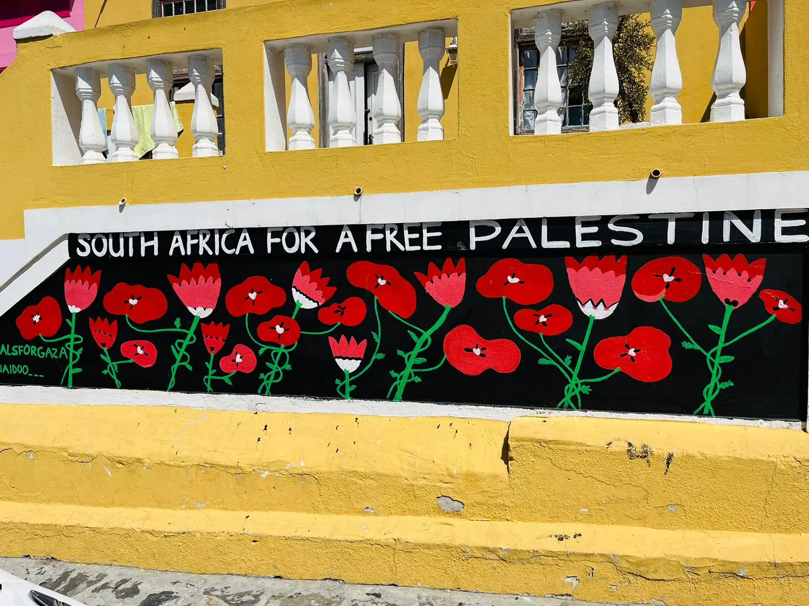 A mural calling for a free Palestine decorates a home in Bo-Kaap. Picture: Ntuthuzelo Nene/Eyewitness News A mural calling for a free Palestine decorates a home in Bo-Kaap. Picture: Ntuthuzelo Nene/Eyewitness News