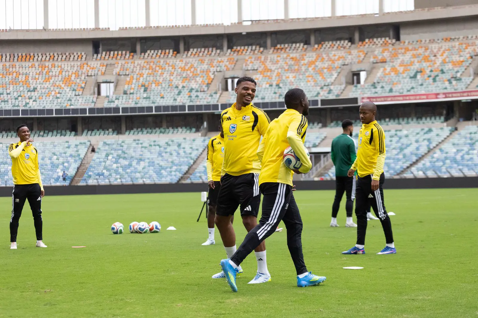 Footballers playing for South Africa’s national team, the Bafana Bafana practice ahead of the international friendly with Panama at Moses Mabhida Stadium in Durban on 26 March 2026. Picture: Alaister Russell/EWN Footballers playing for South Africa’s national team, the Bafana Bafana practice ahead of the international friendly with Panama at Moses Mabhida Stadium in Durban on 26 March 2026. Picture: Alaister Russell/EWN