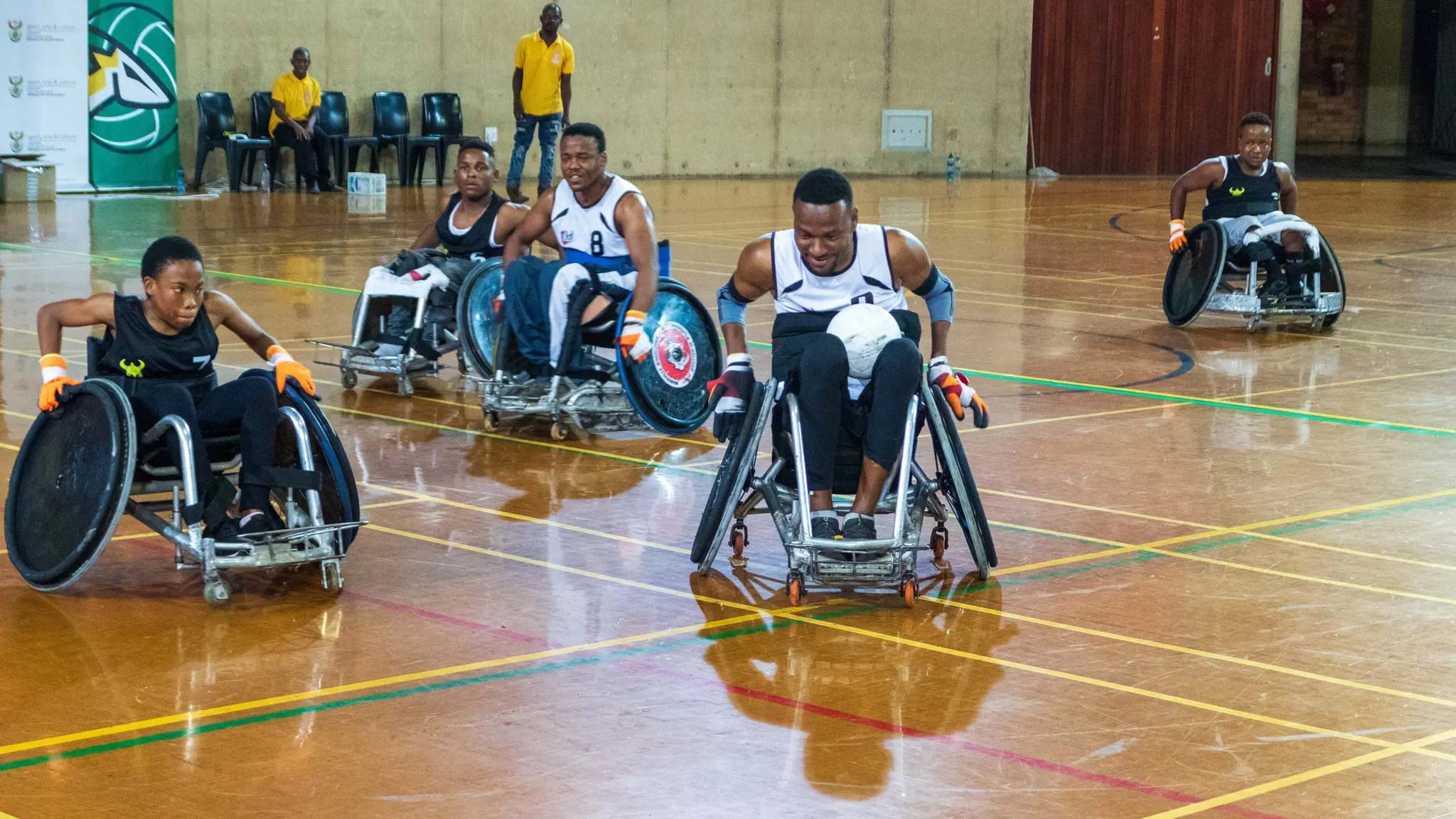 SA wheelchair rugby players during a game. Picture: SA WCR/ Facebook. SA wheelchair rugby players during a game. Picture: SA WCR/ Facebook.