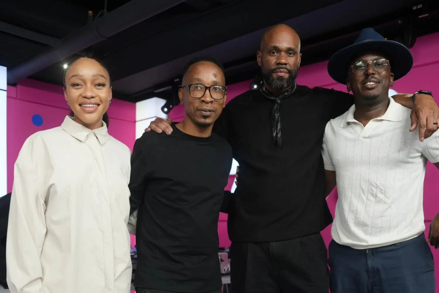 947's Thando Thabethe and Msizi James with Liquideep's Ziyon and Ryzor. Photo: 947 947's Thando Thabethe and Msizi James with Liquideep's Ziyon and Ryzor. Photo: 947