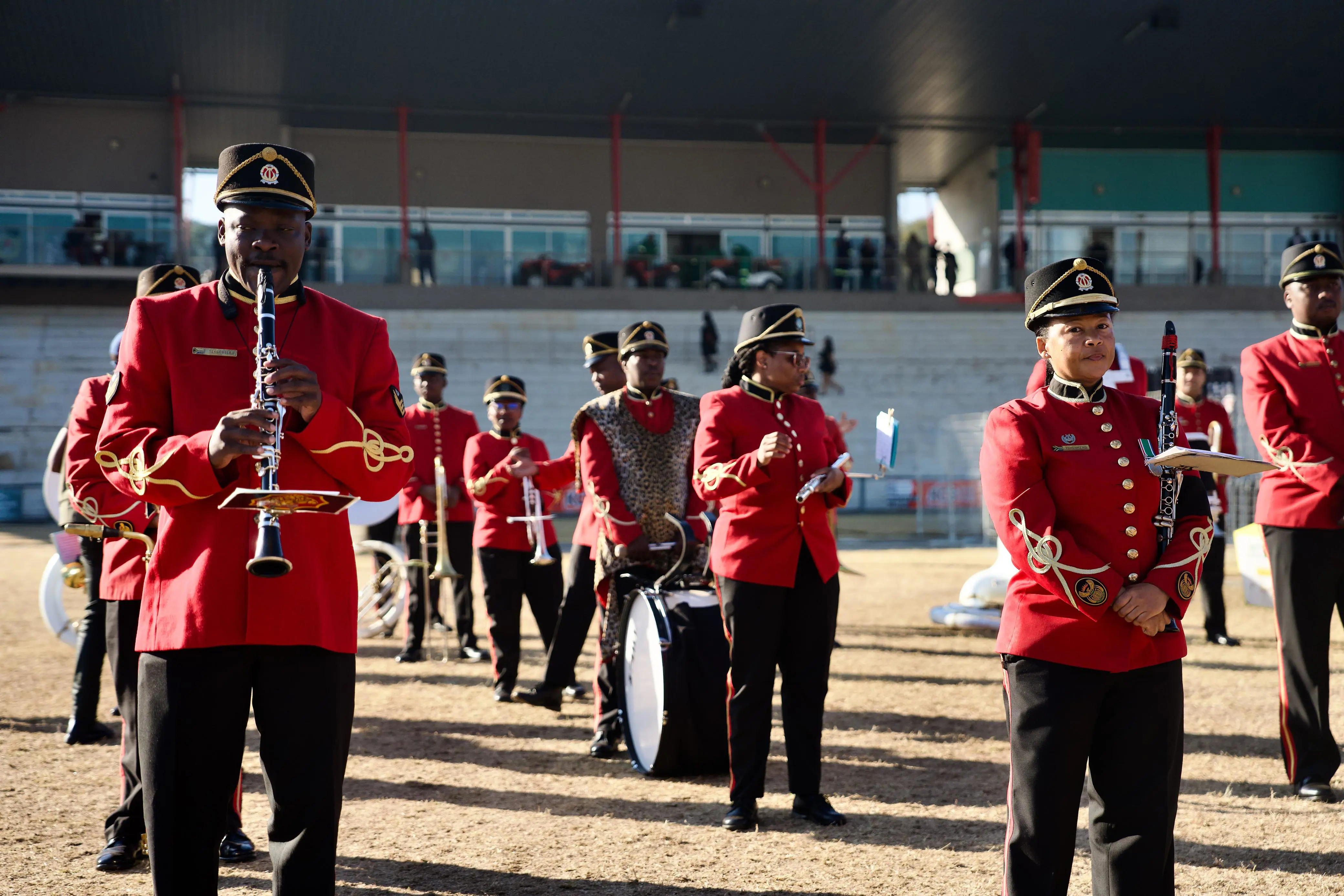 Proceedings at the funeral service of former Deputy President David Mabuza got underway with the SANDF band. Picture: Katlego Jiyane/EWN Proceedings at the funeral service of former Deputy President David Mabuza got underway with the SANDF band. Picture: Katlego Jiyane/EWN