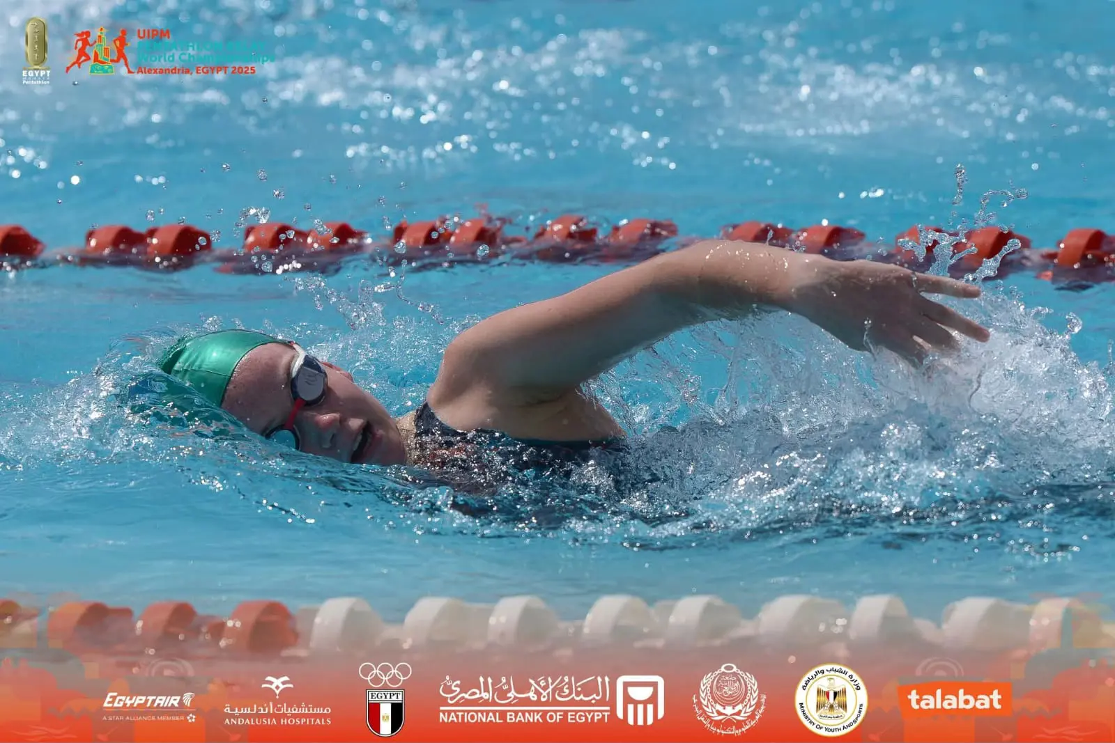 Pentathlete Kari Hillebrand is swimming for South Africa at the U19 mixed relay event at the U19 World Pentathlon Relay Championships in Egypt. Picture: uipmworld.org. Pentathlete Kari Hillebrand is swimming for South Africa at the U19 mixed relay event at the U19 World Pentathlon Relay Championships in Egypt. Picture: uipmworld.org.