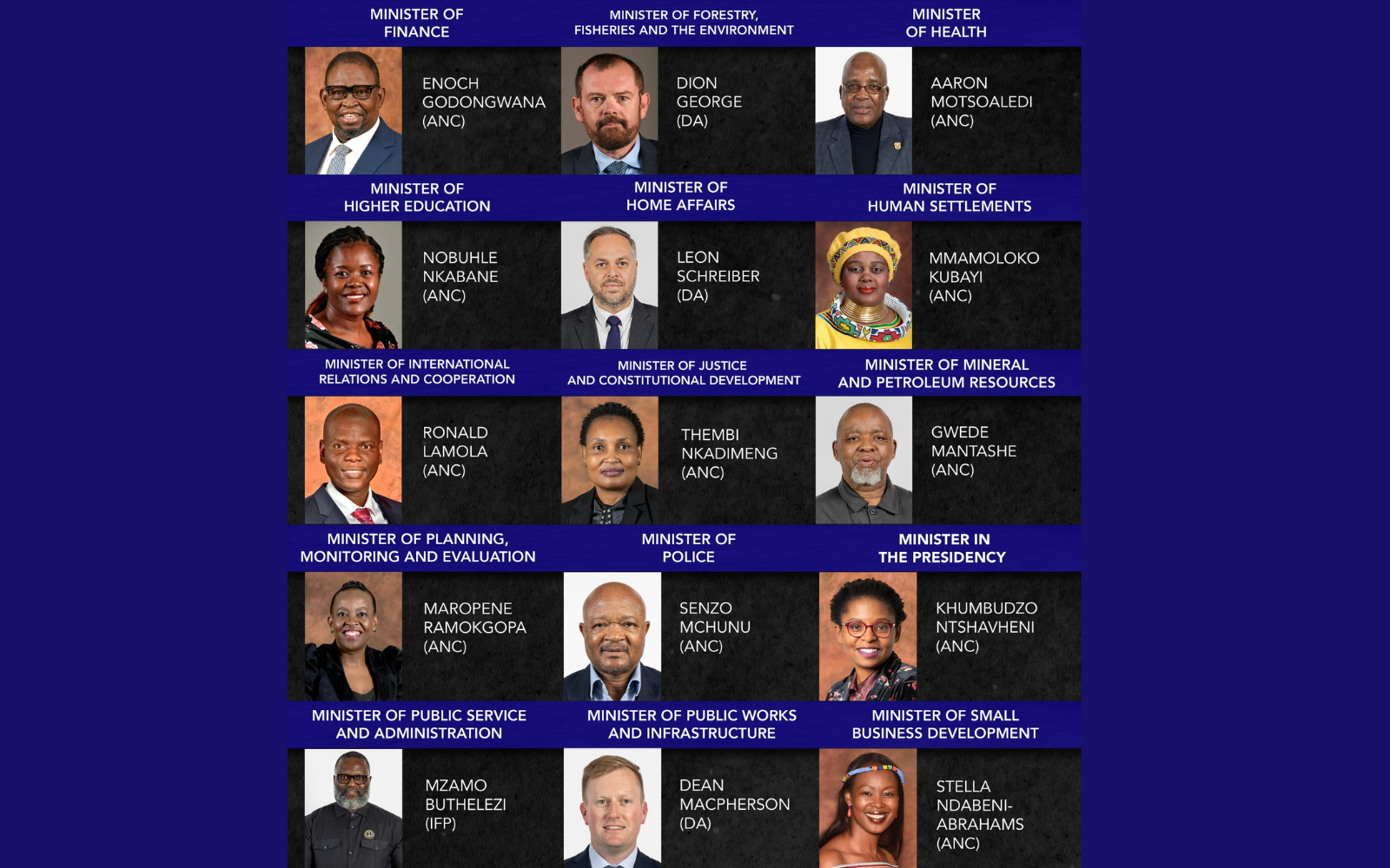 FULL LIST South Africa S 7th Administration Cabinet Ministers And Deputies   Cab 2 1 