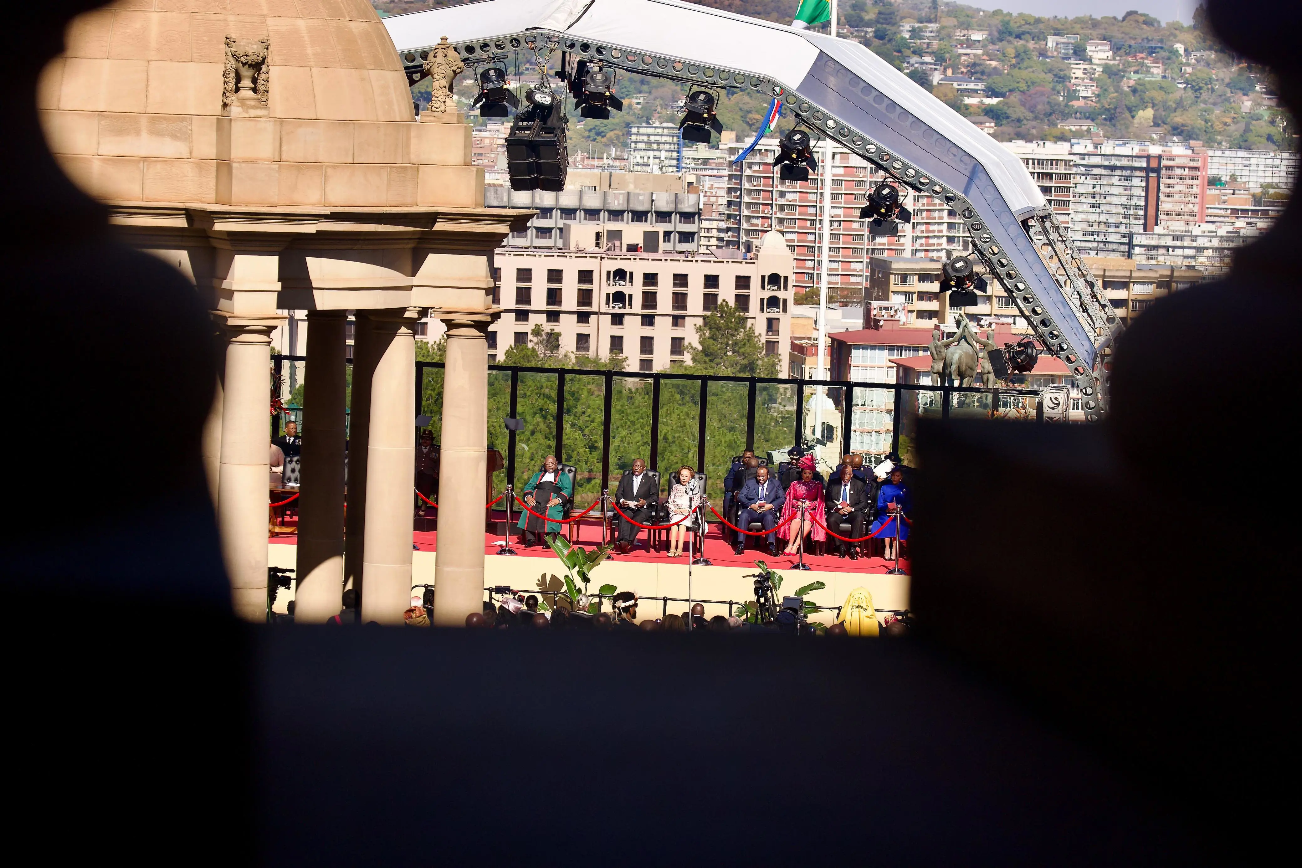 Former and current presidents are seated at the Union Buildings ahead of Cyril Ramaphosa being sworn into office. Picture: Katlego Jiyane/Eyewitness News Former and current presidents are seated at the Union Buildings ahead of Cyril Ramaphosa being sworn into office. Picture: Katlego Jiyane/Eyewitness News
