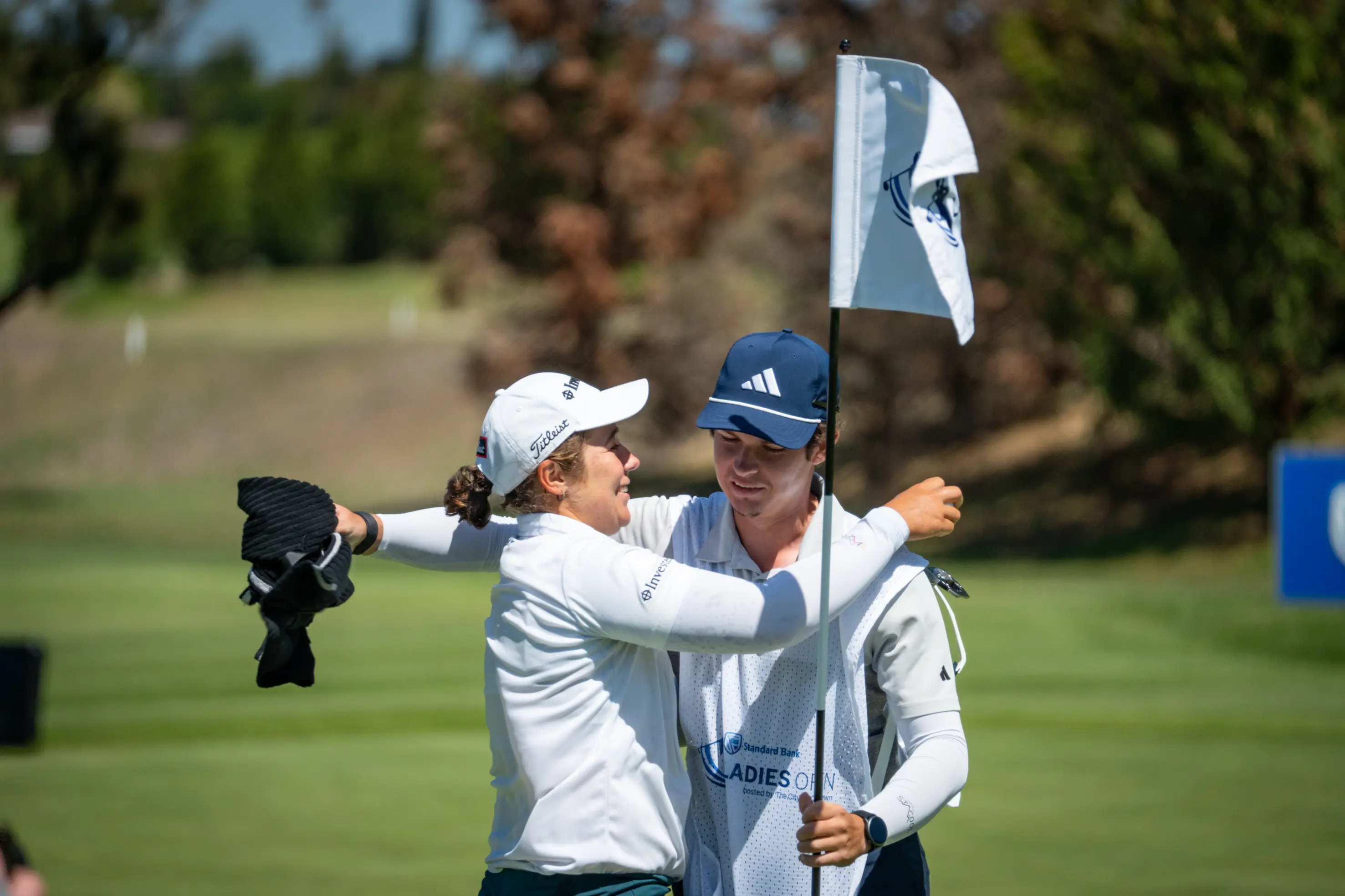 South African professional golfer Danielle du Toit with her caddie, Marco van der Merwe. Picture: Supplied. South African professional golfer Danielle du Toit with her caddie, Marco van der Merwe. Picture: Supplied.