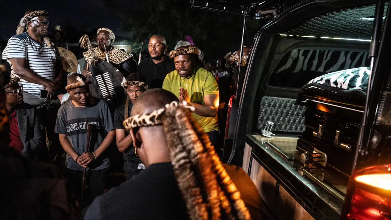 Prince Mangosuthu Buthelezi's remains arrived at his KwaPhindangene home in Ulundi for the last time on 15 September 2023. Picture: Abigail Javier/Eyewitness News Prince Mangosuthu Buthelezi's remains arrived at his KwaPhindangene home in Ulundi for the last time on 15 September 2023. Picture: Abigail Javier/Eyewitness News