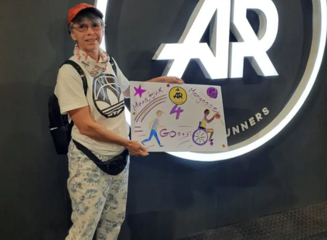 Undine Rauter ran the the Sanlam Cape Town Marathon to raise funds for GBT Mongoose Wheelchair Basketball Club. Picture: GBT Mongoose/Facebook. Undine Rauter ran the the Sanlam Cape Town Marathon to raise funds for GBT Mongoose Wheelchair Basketball Club. Picture: GBT Mongoose/Facebook.