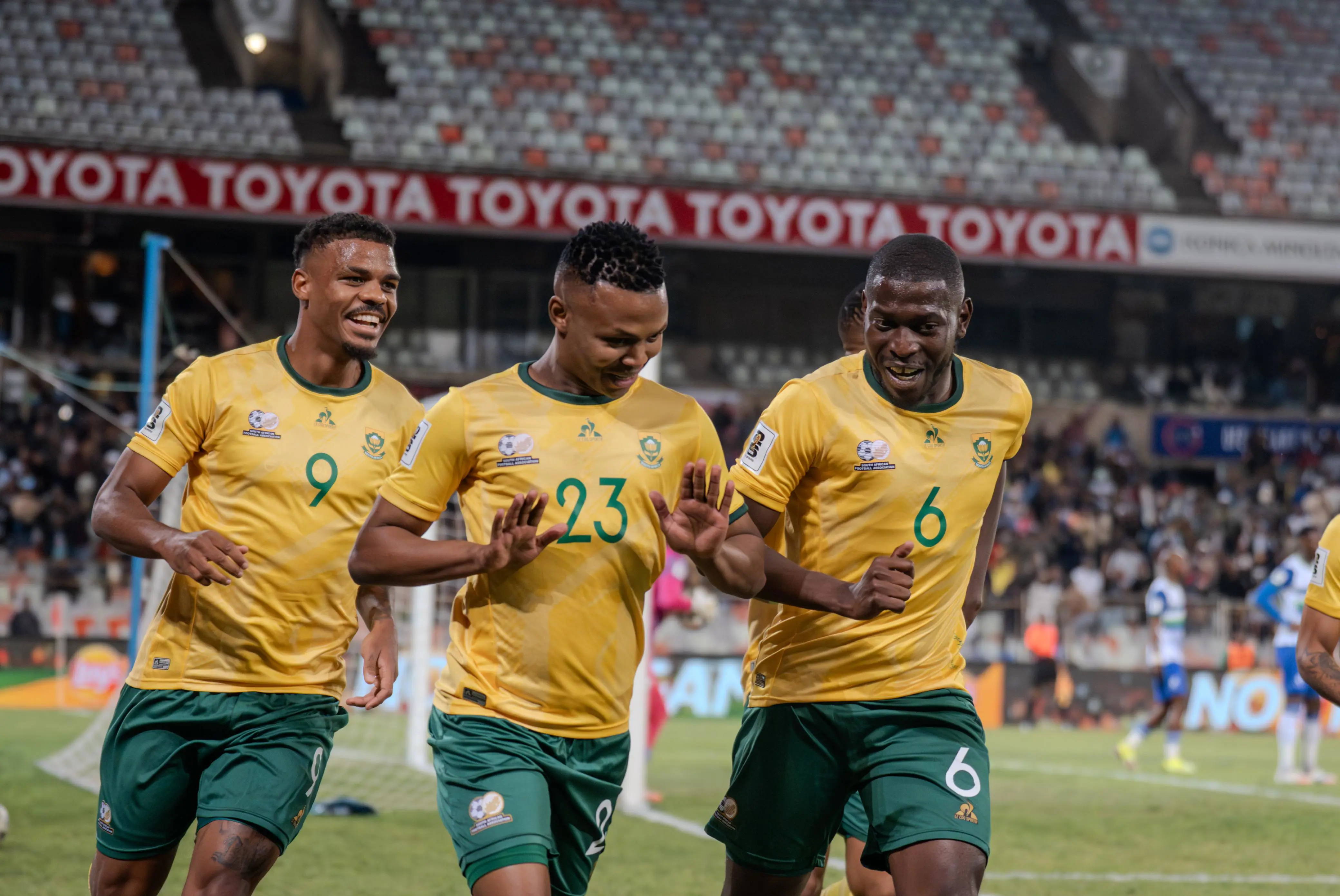 Bafana celebrates after their second goal. Picture: Sphamandla Dlamini Bafana celebrates after their second goal. Picture: Sphamandla Dlamini