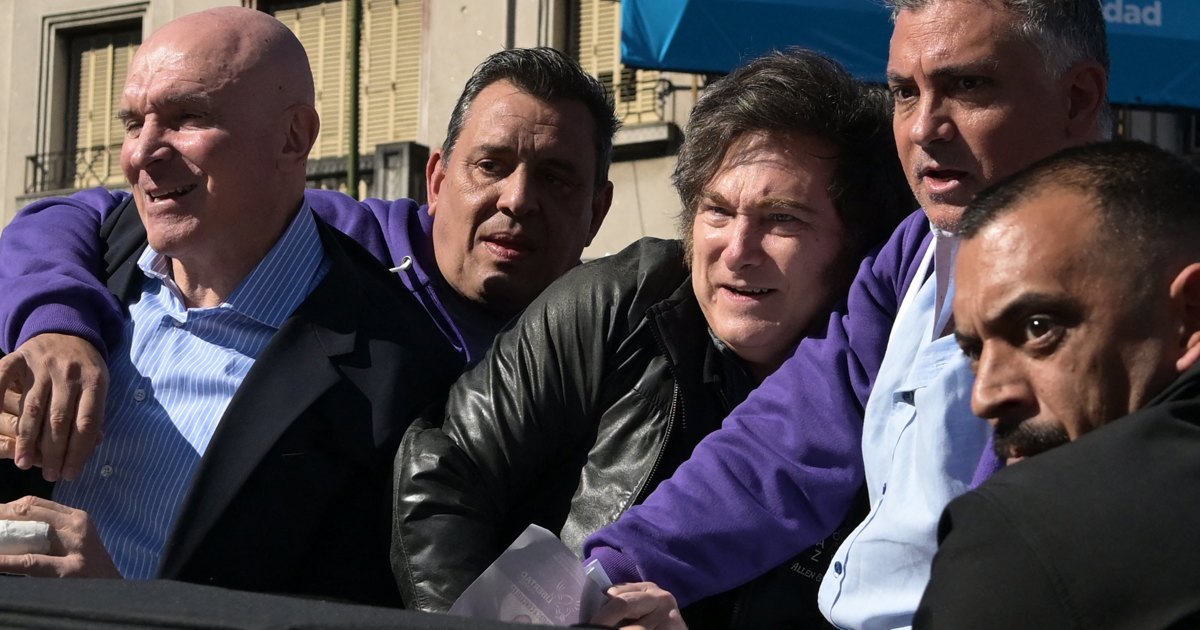 Argentina's Milei pelted with stones on campaign trail