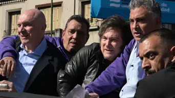 Argentina's Milei pelted with stones on campaign trail Argentina's Milei pelted with stones on campaign trail