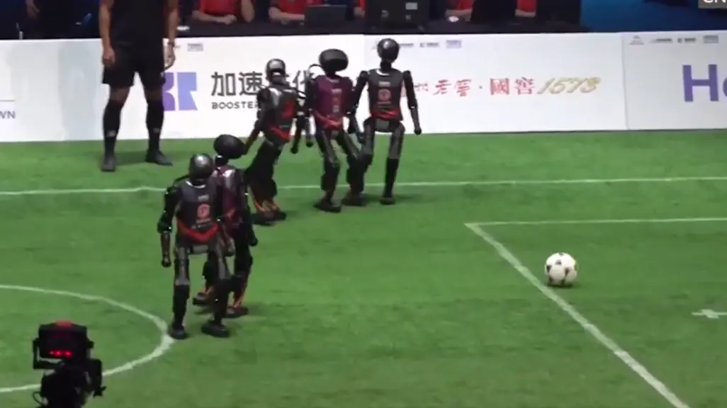 Robots In Football WATCH: Completely autonomous humanoid robots play soccer match