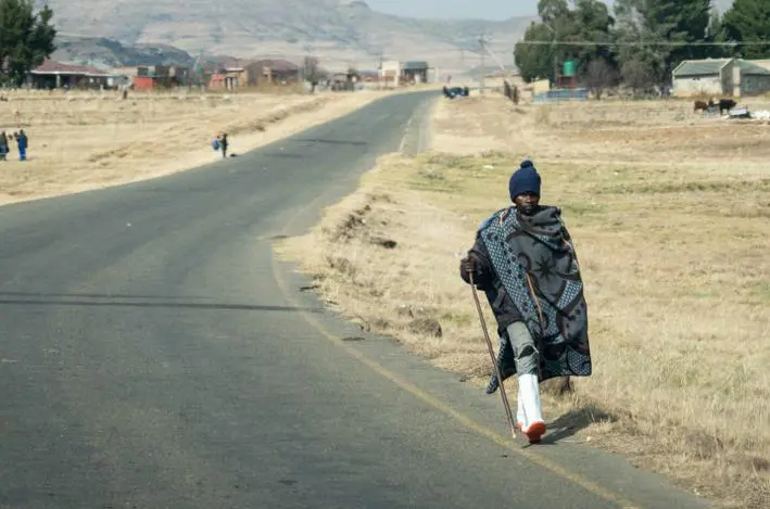 A man walks to his destination in rural Lesotho. Picture: Jacques Nelles/Eyewitness News A man walks to his destination in rural Lesotho. Picture: Jacques Nelles/Eyewitness News