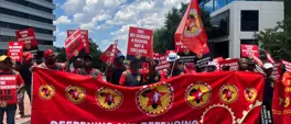 NUMSA demands reinstatement of 165 workers and review of funding at IDC Protest NUMSA demands reinstatement of 165 workers and review of funding at IDC Protest