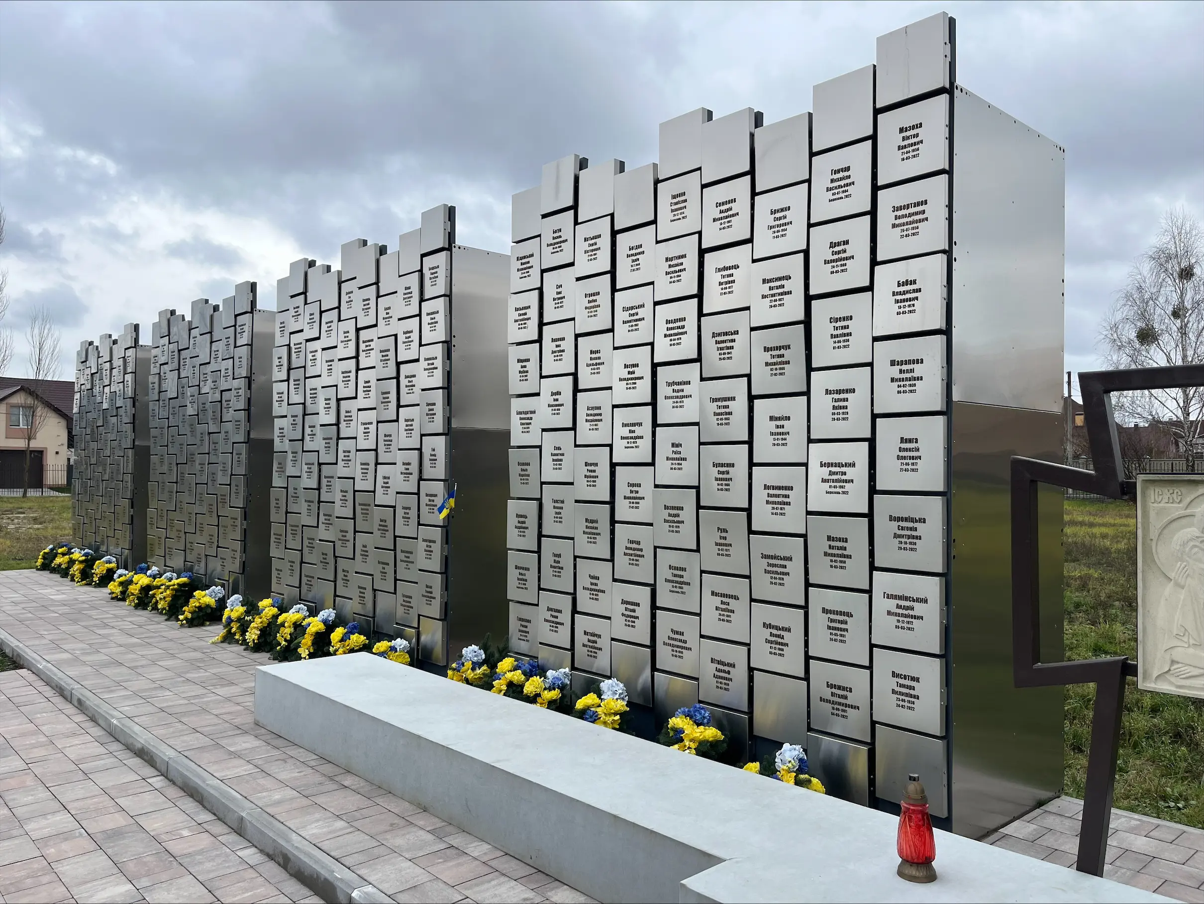 A remembrance wall in Bucha for all the people that died during Russia's two-week occupation of the town in 2022/Picture: Thabiso Goba/EWN A remembrance wall in Bucha for all the people that died during Russia's two-week occupation of the town in 2022/Picture: Thabiso Goba/EWN