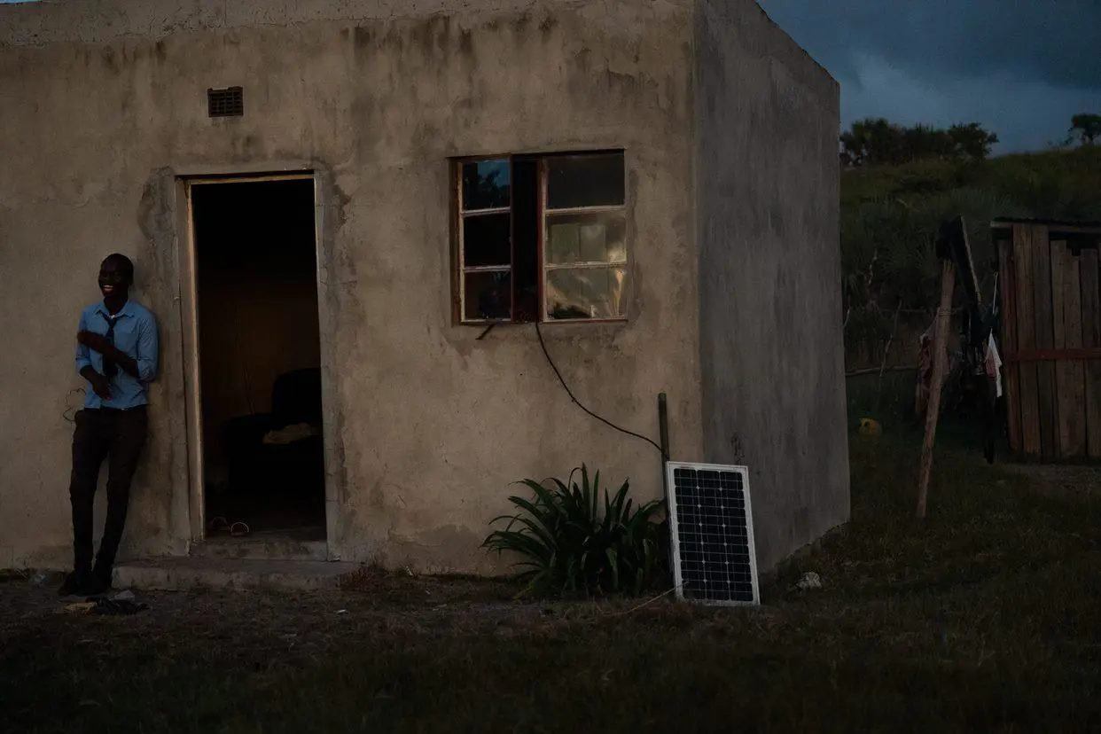 This small solar panel is the only source of power in this home. Picture: Xanderleigh Dookey-Makhaza/Eyewitness News This small solar panel is the only source of power in this home. Picture: Xanderleigh Dookey-Makhaza/Eyewitness News