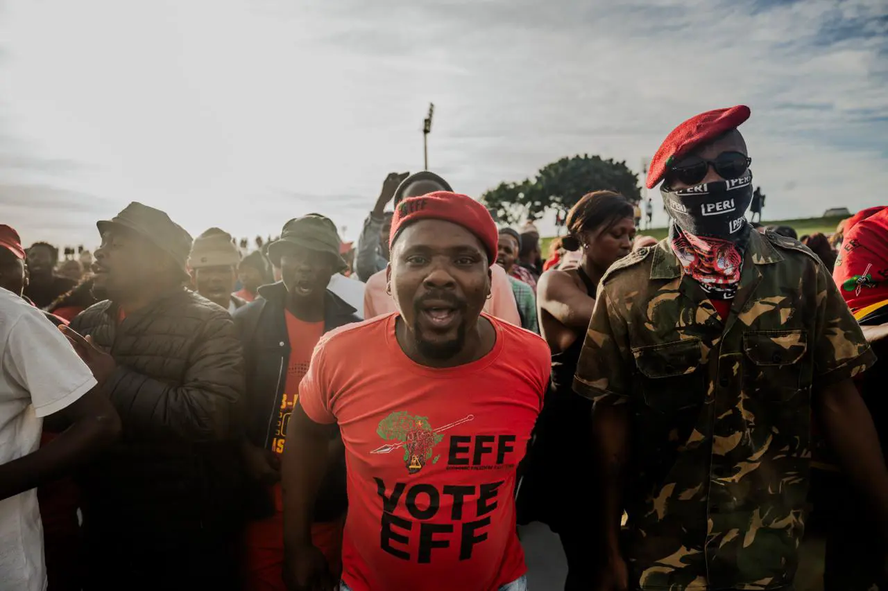 EFF supporters gather outside the East London Magistrate's Court ahead of party leader Julius Malema's pre-sentencing hearing. Picture: Sphamandla Dlamini/EWN EFF supporters gather outside the East London Magistrate's Court ahead of party leader Julius Malema's pre-sentencing hearing. Picture: Sphamandla Dlamini/EWN