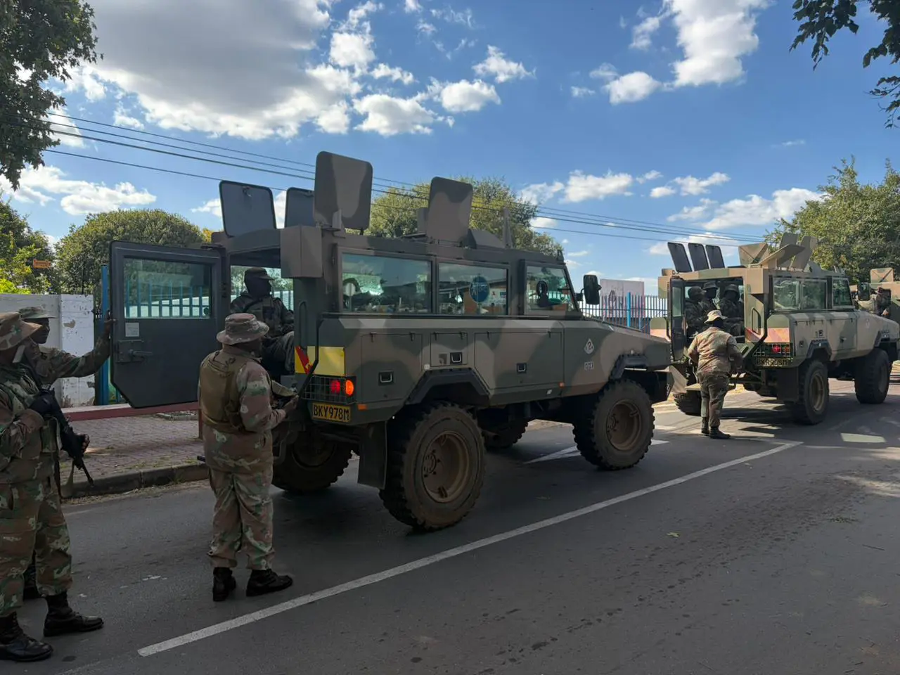 Dozens of SANDF soldiers are moving through Westbury in armoured vehicles on Wednesday, 11 March 2026, searching properties for contraband and illegal firearms. Picture: Mongezi Koko/EWN Dozens of SANDF soldiers are moving through Westbury in armoured vehicles on Wednesday, 11 March 2026, searching properties for contraband and illegal firearms. Picture: Mongezi Koko/EWN