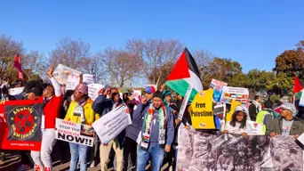 Protesters gather outside the US Consulate in Sandton Protesters gather outside the US Consulate in Sandton