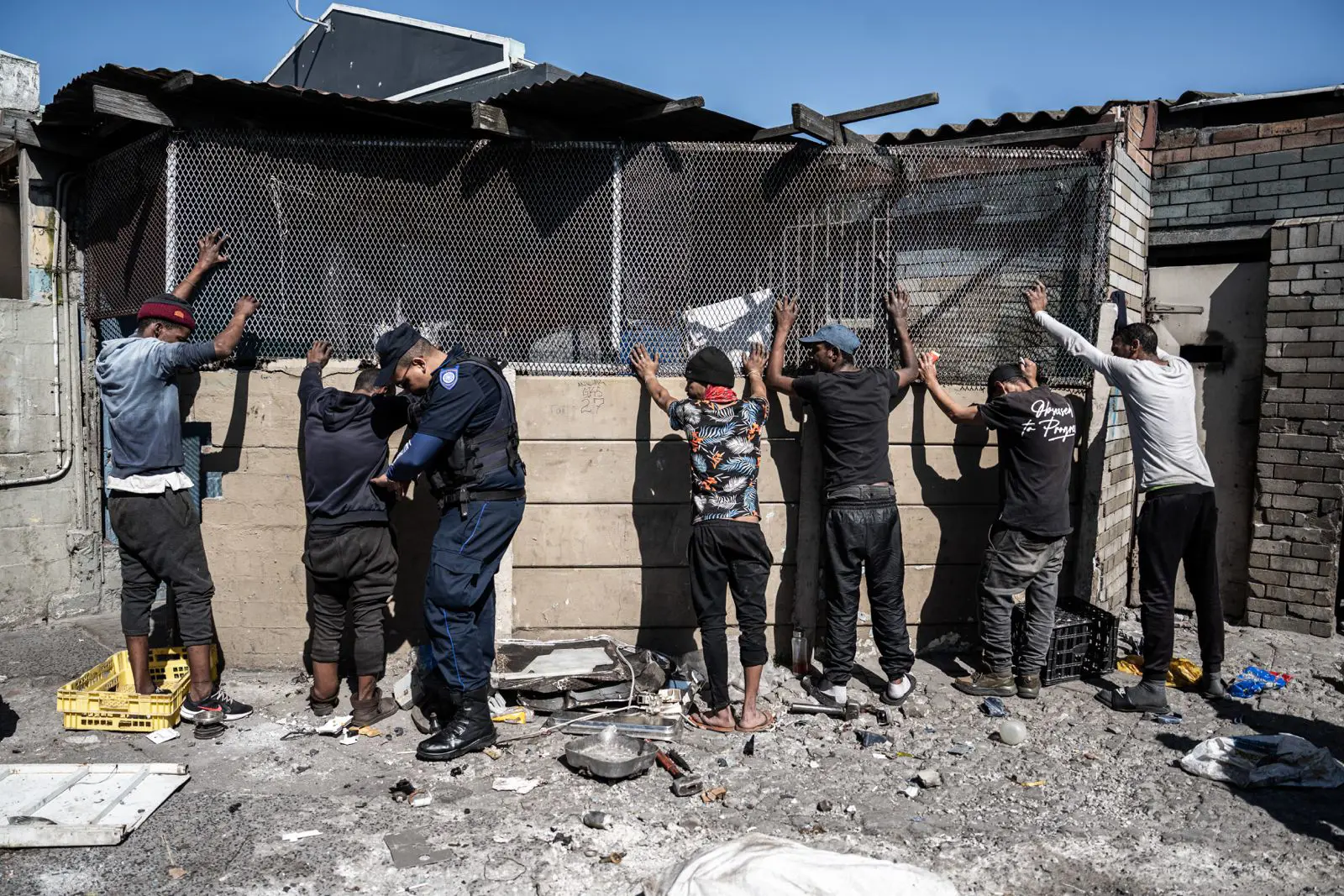 Police search young boys for possible drugs and weapons at Hanover Park on Tuesday, 17 February 2026. Picture: Kayleen Morgan/EWN. Police search young boys for possible drugs and weapons at Hanover Park on Tuesday, 17 February 2026. Picture: Kayleen Morgan/EWN.