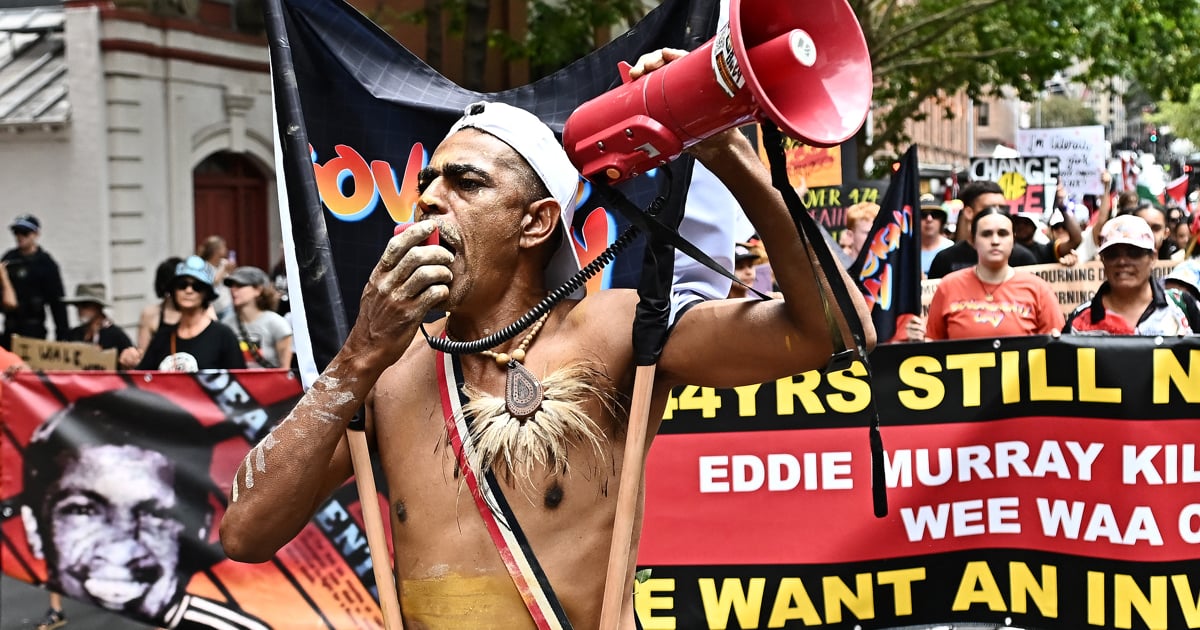 Indigenous rights activists protest on Australia Day