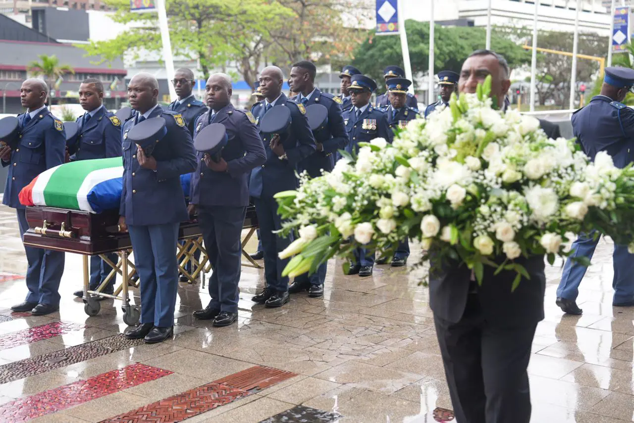 The funeral service for the late former minister Pravin Gordhan at the Durban International Convention Center on Thursday, 19 September 2024. Picture: Jacques Nelles/Eyewitness News The funeral service for the late former minister Pravin Gordhan at the Durban International Convention Center on Thursday, 19 September 2024. Picture: Jacques Nelles/Eyewitness News