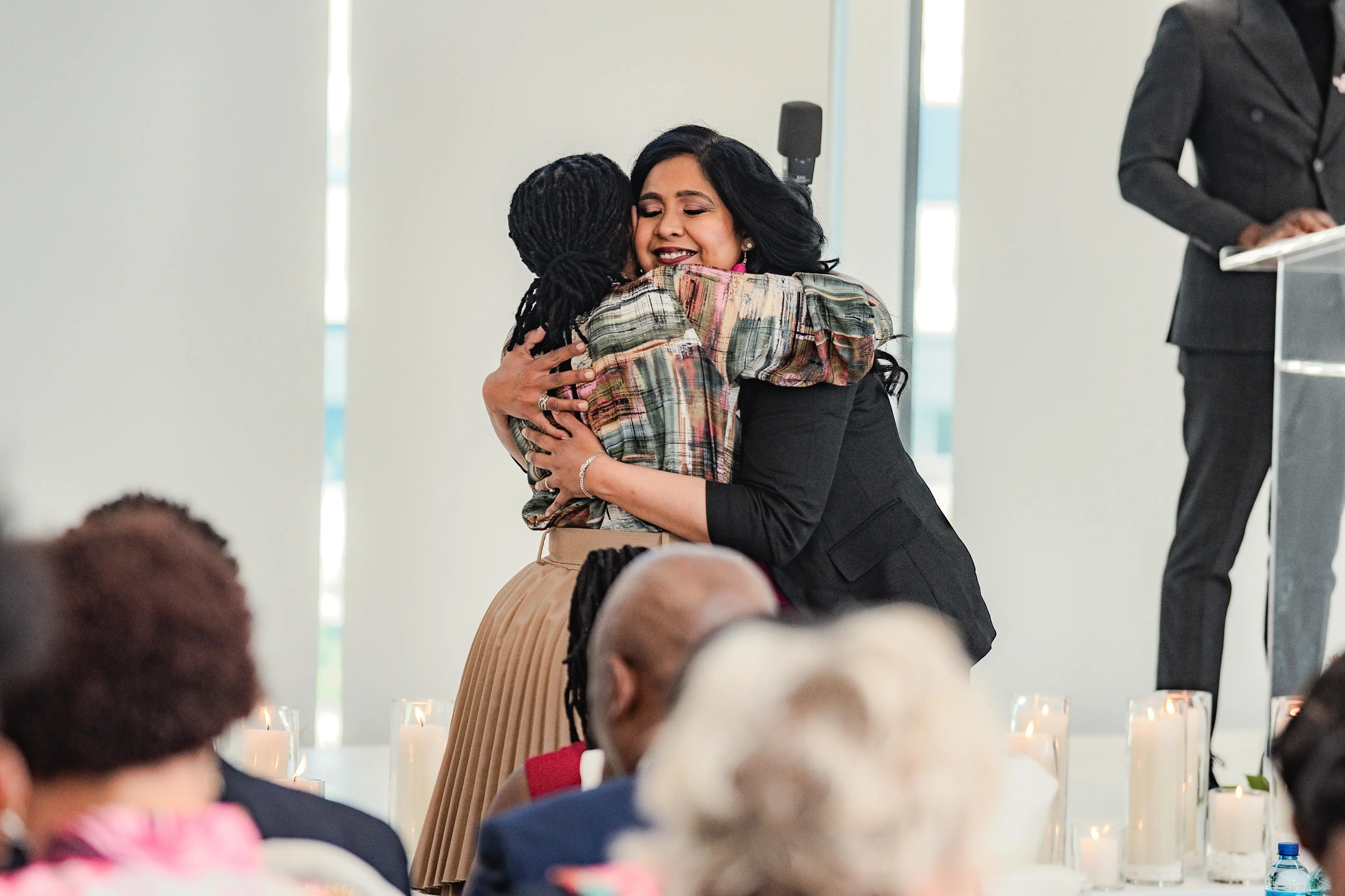 Former EWN Editor-in-Chief Mahlatse Mahlase (left) and current EWN Editor-in-Chief Nisa Allie (right) at the memorial service for Tshidi Madia at Primedia's headquarters in Sandton, Johannesburg on 2 September. Picture: Sphamandla Dlamini & Katlego Jiyane/EWN Former EWN Editor-in-Chief Mahlatse Mahlase (left) and current EWN Editor-in-Chief Nisa Allie (right) at the memorial service for Tshidi Madia at Primedia's headquarters in Sandton, Johannesburg on 2 September. Picture: Sphamandla Dlamini & Katlego Jiyane/EWN