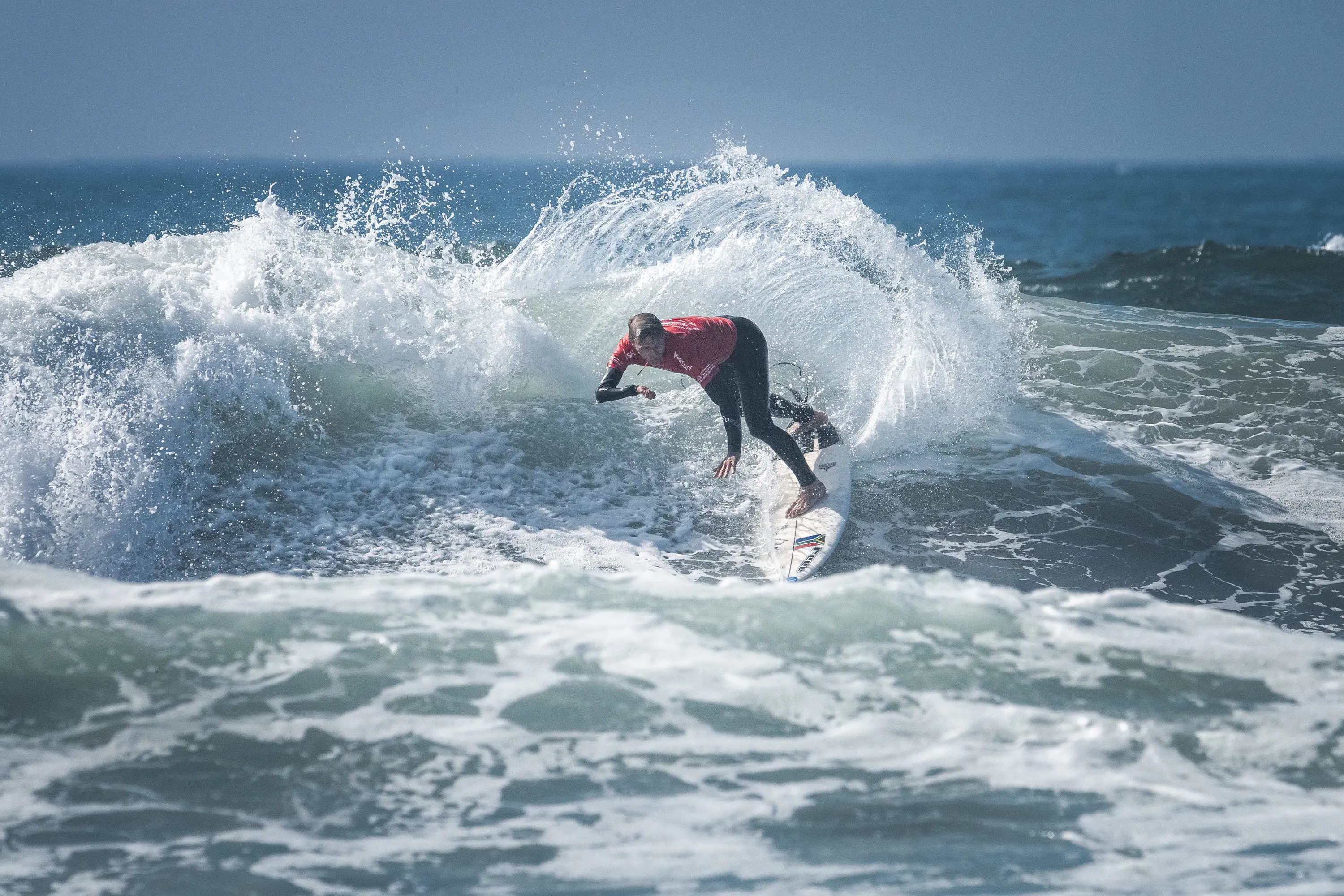 Ant Smyth, competing in the men’s stand 1 division at the 2025 ISA World Para Surfing Championships. Picture: Sean Evans. Ant Smyth, competing in the men’s stand 1 division at the 2025 ISA World Para Surfing Championships. Picture: Sean Evans.